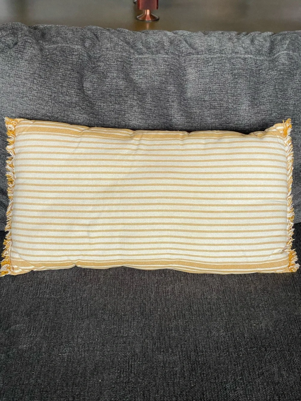 Yellow & White 'together' Embroidered Decorative Throw Pillow